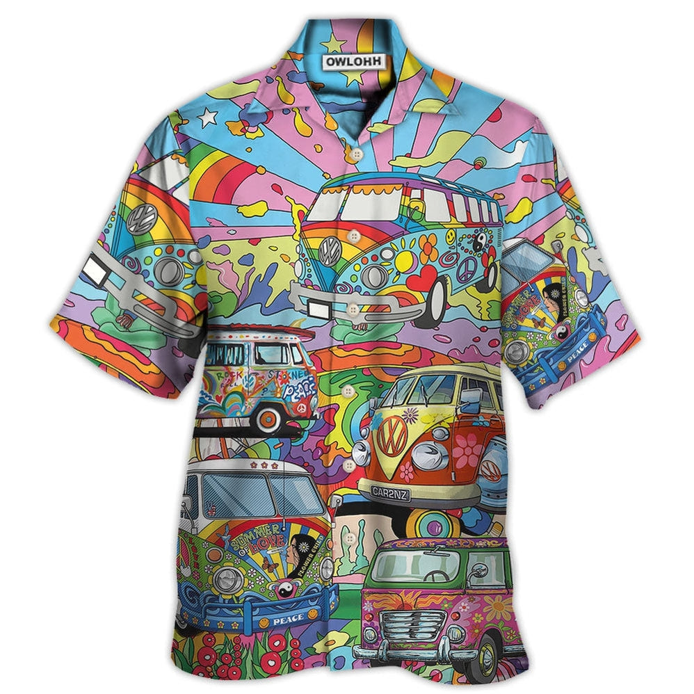 Hawaiian Shirt / Adults / S Hippie Van Colorful Art Peace - Hawaiian Shirt - Owls Matrix LTD
