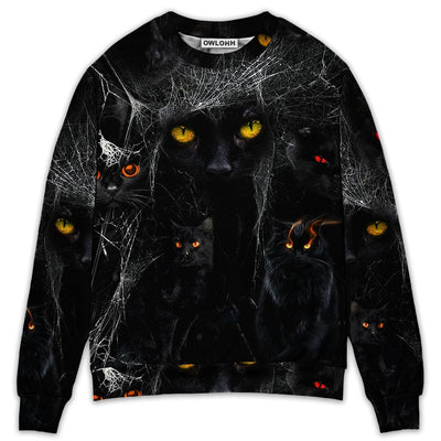 Sweater / S Halloween Black Cat In The Dark - Sweater - Ugly Christmas Sweaters - Owls Matrix LTD