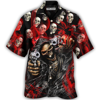 Hawaiian Shirt / Adults / S Skull Dark Gun Red Smoke Lighting - Hawaiian Shirt - Owls Matrix LTD