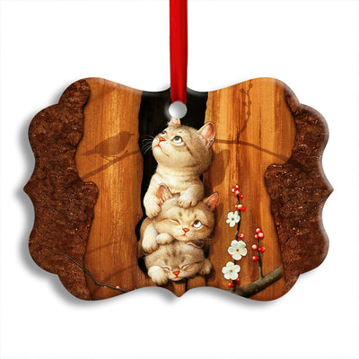 Pack 1 Cat Kitten Happy Life - Horizontal Ornament - Owls Matrix LTD