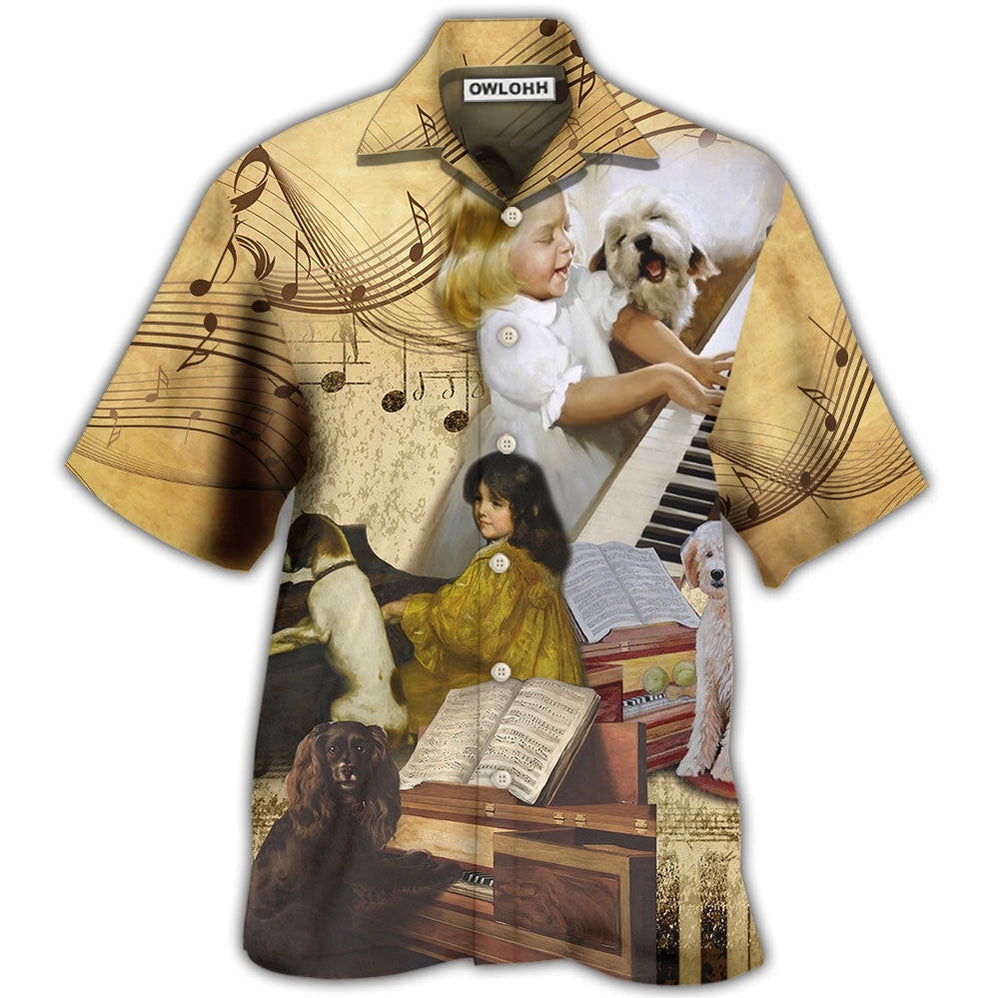 Hawaiian Shirt / Adults / S Piano I Like Piano And Dogs - Hawaiian Shirt - Owls Matrix LTD