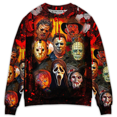 Halloween Horror Movie Characters Blood Scary - Sweater - Ugly Christmas Sweaters - Owls Matrix LTD