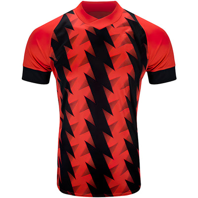 Custom Red And Black Zikzak Pattern - Soccer Uniform Jersey