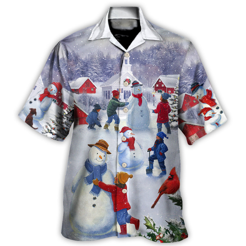 Hawaiian Shirt / Adults / S Christmas Children Love Snowman In The Christmas Town - Hawaiian Shirt - Owls Matrix LTD