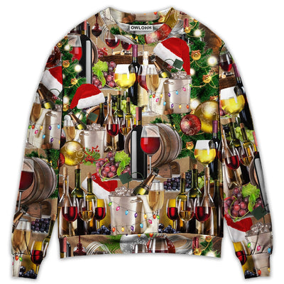 Sweater / S Christmas Wine For A Christmas Night - Sweater - Ugly Christmas Sweaters - Owls Matrix LTD