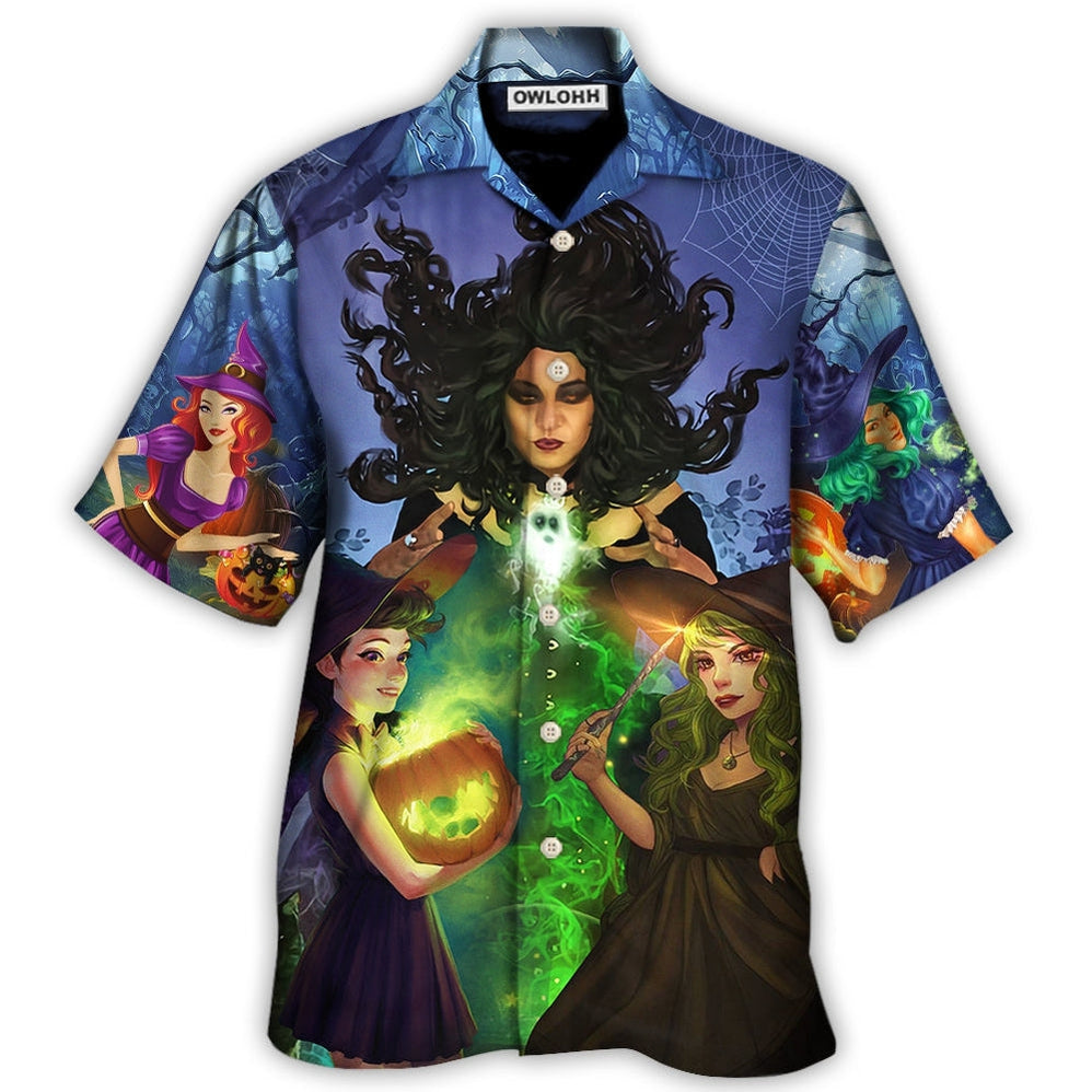 Hawaiian Shirt / Adults / S Halloween Magic Witch Ghost In The Dark Forest Art Style - Hawaiian Shirt - Owls Matrix LTD