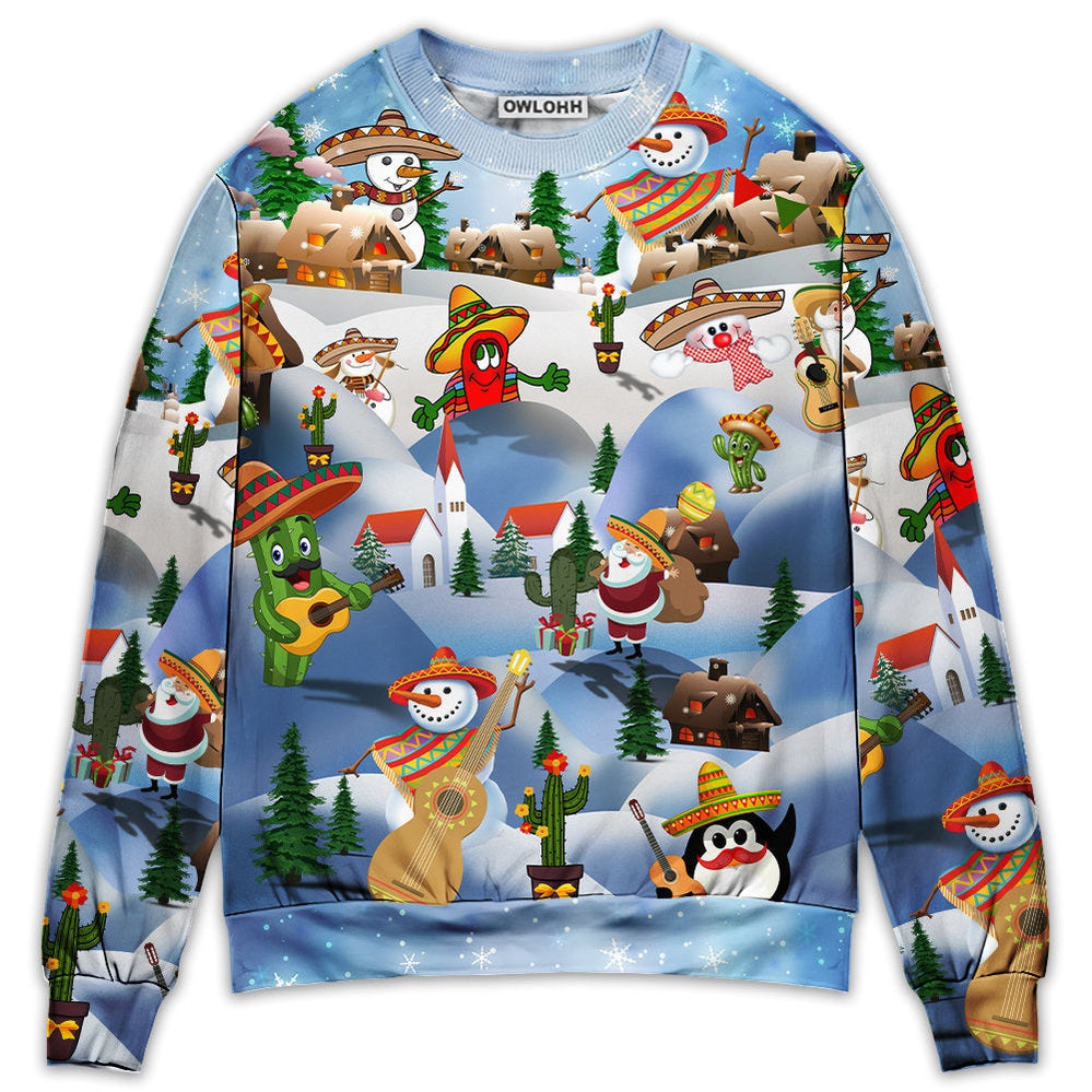 Sweater / S Christmas Merican Say Merry Xmas - Sweater - Ugly Christmas Sweaters - Owls Matrix LTD