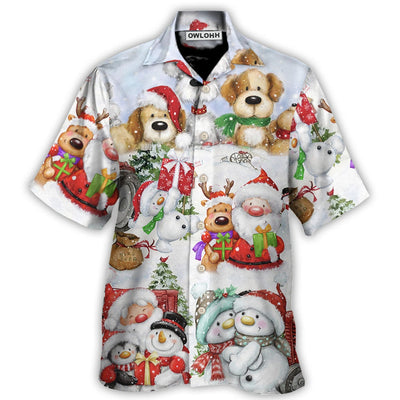 Hawaiian Shirt / Adults / S Christmas Santa And Snowman Christmas Happy Together - Hawaiian Shirt - Owls Matrix LTD