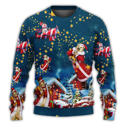 Christmas Sweater / S Christmas Bear Santa Happy - Sweater - Ugly Christmas Sweaters - Owls Matrix LTD