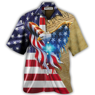 Hawaiian Shirt / Adults / S Eagle Cross One Nation Under God - Hawaiian Shirt - Owls Matrix LTD