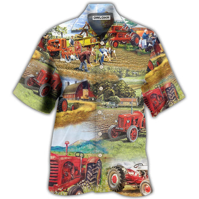 Hawaiian Shirt / Adults / S Tractor Farm Tractor Painting Art - Hawaiian Shirt - Owls Matrix LTD