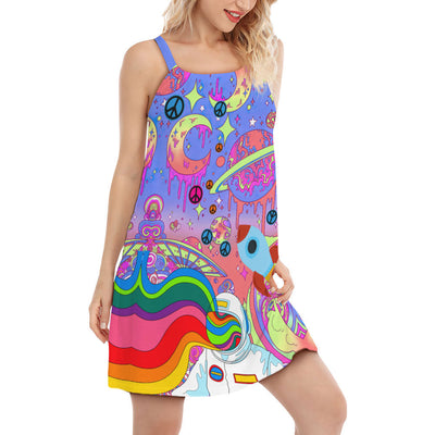 S Hippie Planet Peace The Colorful Of Life - Women's Sleeveless Cami Dress - Owls Matrix LTD
