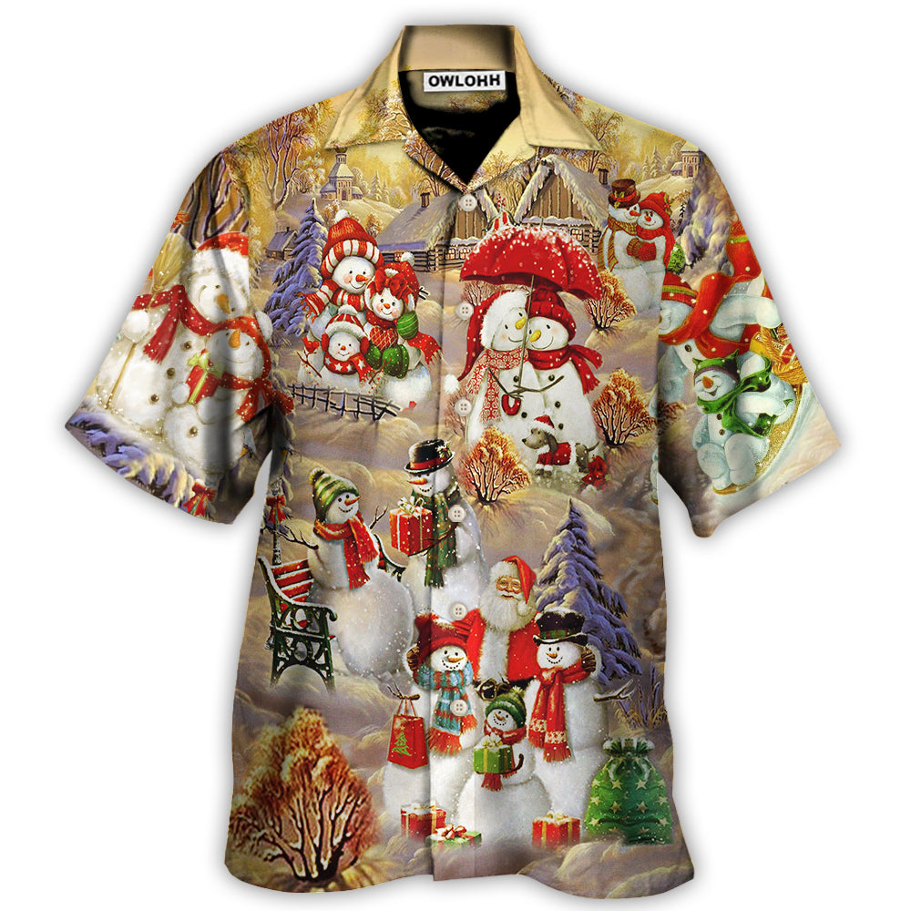 Hawaiian Shirt / Adults / S Christmas Snowman Couple Love Xmas Cool - Hawaiian Shirt - Owls Matrix LTD