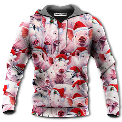 Unisex Hoodie / S Christmas Piggies Funny Xmas Is Coming Art Style - Hoodie - Owls Matrix LTD