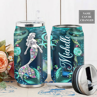 S Mermaid In Ocean Jewelry Style Personalized - Soda Can Tumbler - Owls Matrix LTD