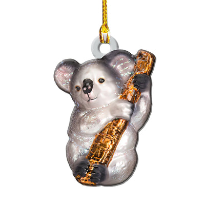 Koala Cute Koala Bear Climb Tree - Custom Shape Ornament - Owls Matrix LTD