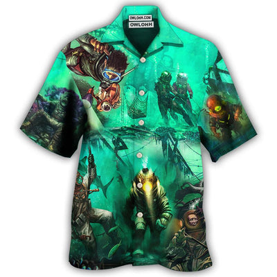 Hawaiian Shirt / Adults / S Diving Monster Under The Sea Art Style - Hawaiian Shirt - Owls Matrix LTD