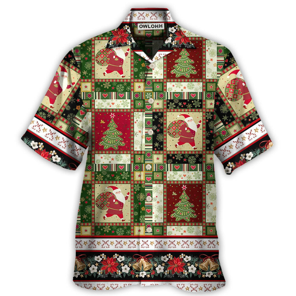 Hawaiian Shirt / Adults / S Christmas Santa And Fir-tree - Hawaiian Shirt - Owls Matrix LTD