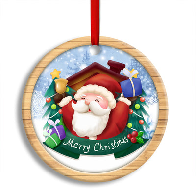 Pack 1 Christmas Santa Snowman Merry Christmas - Circle Ornament - Owls Matrix LTD