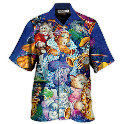 Hawaiian Shirt / Adults / S Cat Jazz Music Funny - Hawaiian Shirt - Owls Matrix LTD