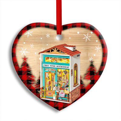 Pack 1 Bookstore Christmas Keep Calm And Read A Book - Heart Ornament - Owls Matrix LTD