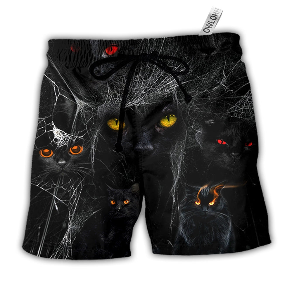 Beach Short / Adults / S Halloween Black Cat In The Dark - Beach Short - Owls Matrix LTD