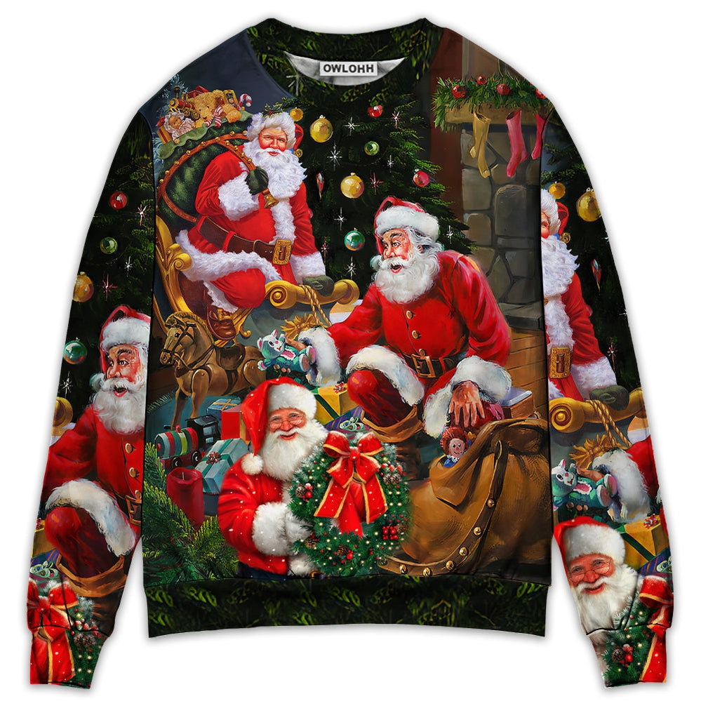 Christmas Santa Claus Gift Xmas Is Coming Art Style - Sweater - Ugly Christmas Sweaters - Owls Matrix LTD