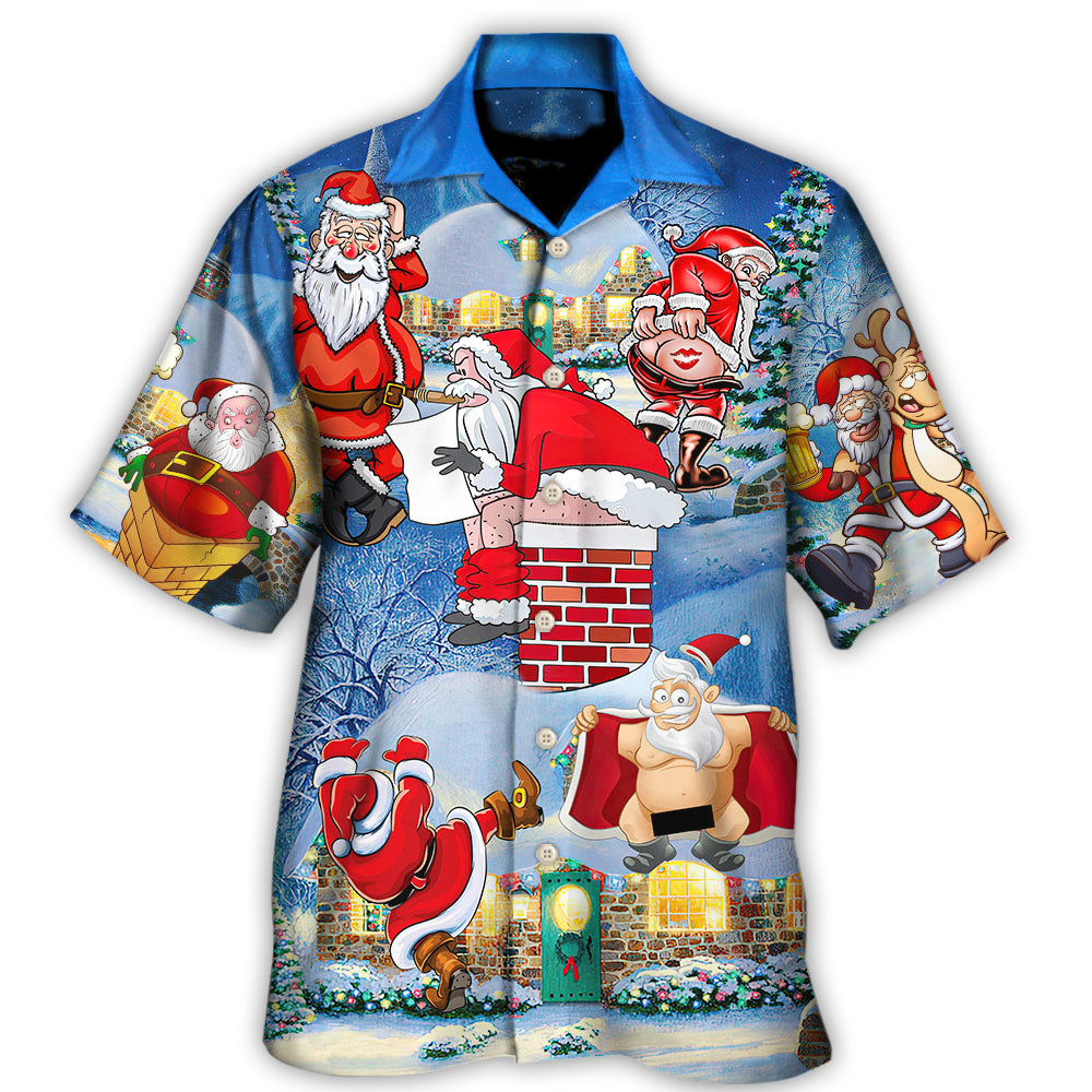 Hawaiian Shirt / Adults / S Christmas Rebellious Santa Claus Drunk Beer Troll Xmas Funny - Hawaiian Shirt - Owls Matrix LTD