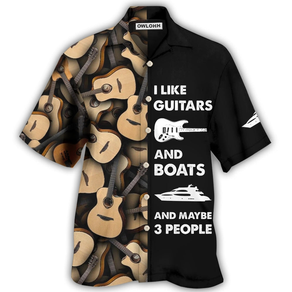 Hawaiian Shirt / Adults / S Guitar And Boat I Like - Hawaiian Shirt - Owls Matrix LTD