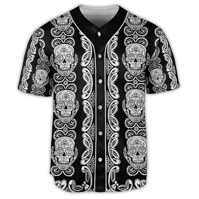 S Skull Diamond Pattern Black And White - Baseball Jersey - Owls Matrix LTD