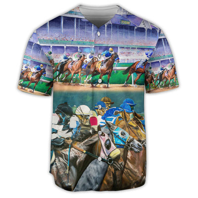 S Horse Racing Art Horse Lover - Baseball Jersey - Owls Matrix LTD