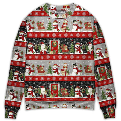 Sweater / S Christmas Santa Claus And Snowman Happy Xmas - Sweater - Ugly Christmas Sweaters - Owls Matrix LTD