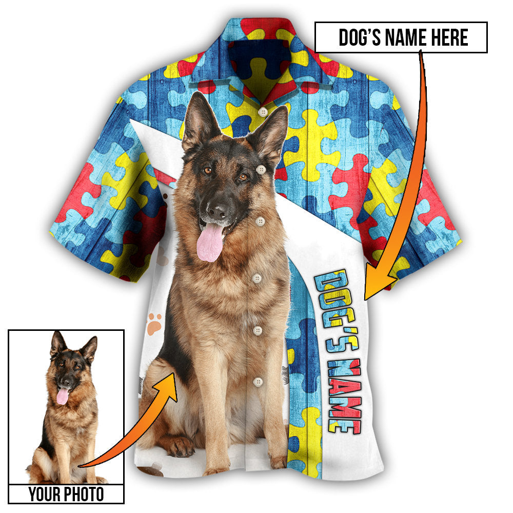 Autism / Adults / S German Shepherd My Lovely Dog Custom Photo Personalized - Hawaiian Shirt - Owls Matrix LTD