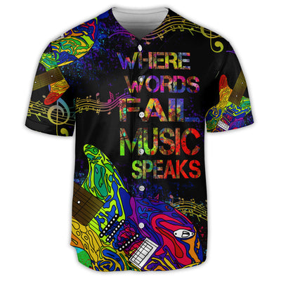 S Music Where Words Fail Music Speaks Colorful Style - Baseball Jersey - Owls Matrix LTD