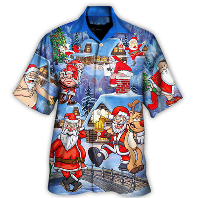 Hawaiian Shirt / Adults / S Christmas Santa Claus Drunk Beer Troll Happy Xmas - Hawaiian Shirt - Owls Matrix LTD