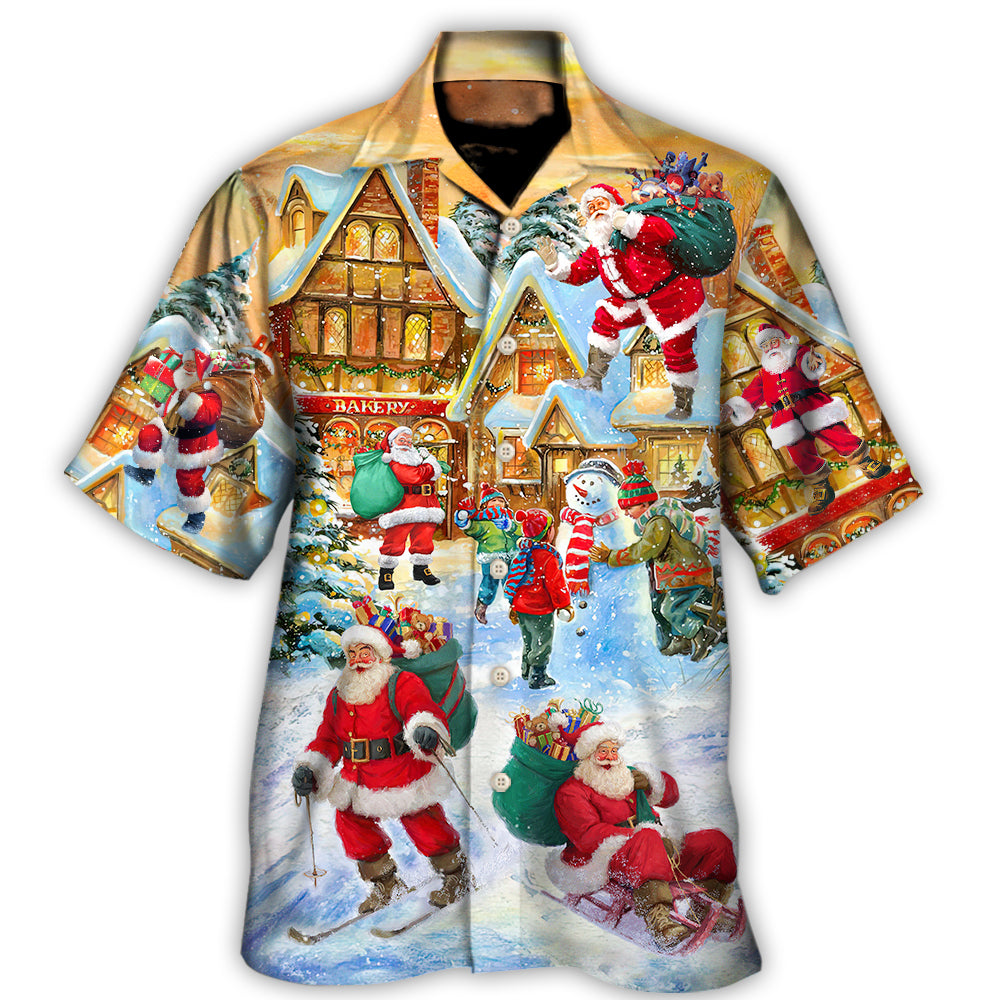 Hawaiian Shirt / Adults / S Christmas Santa Claus In The Town Xmas Is Coming - Hawaiian Shirt - Owls Matrix LTD