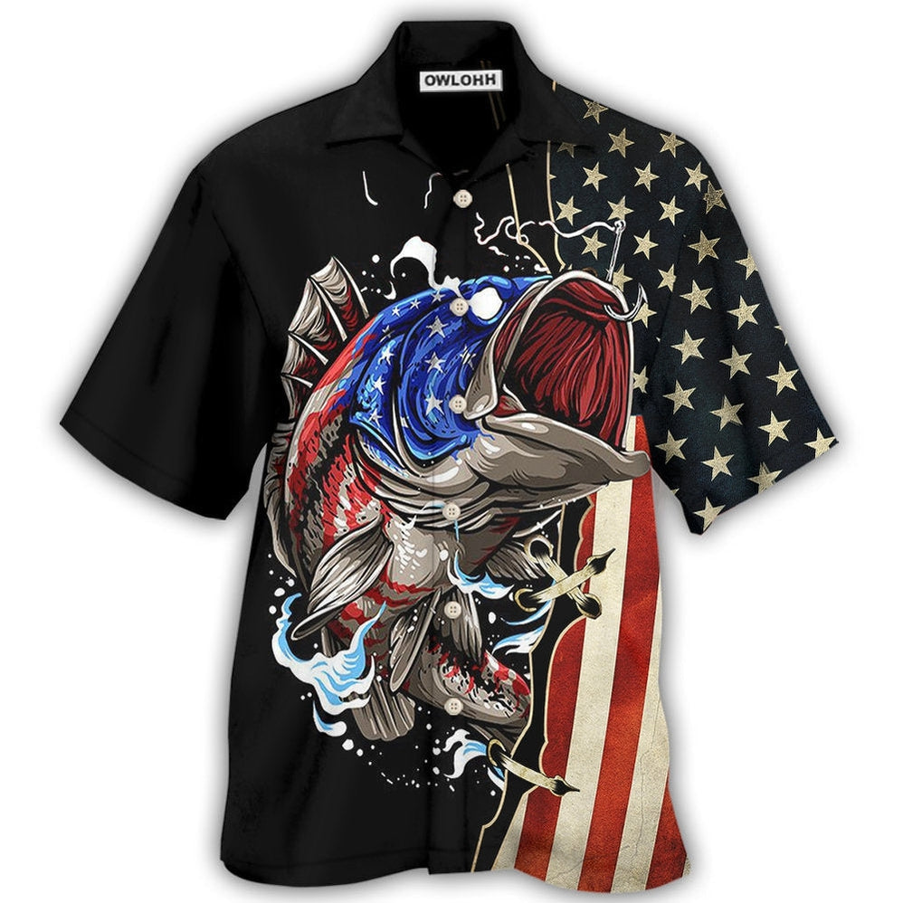 Hawaiian Shirt / Adults / S Fishing Independence Day - Hawaiian Shirt - Owls Matrix LTD