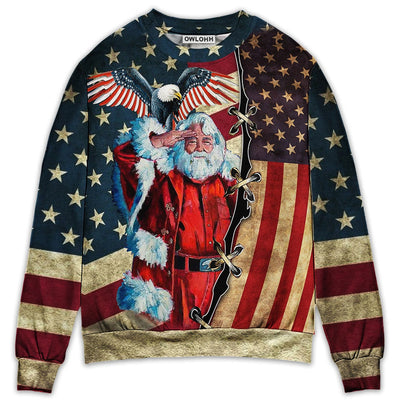 Sweater / S Christmas Patriot Santa Claus - Sweater - Ugly Christmas Sweaters - Owls Matrix LTD