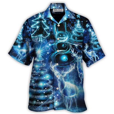 Hawaiian Shirt / Adults / S Christmas Deer Snowman Tree Glow Light Style - Hawaiian Shirt - Owls Matrix LTD