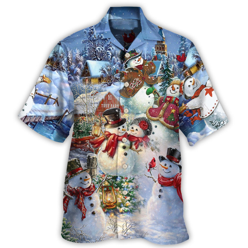 Hawaiian Shirt / Adults / S Christmas Snowman Lover Happy Couple Snowman - Hawaiian Shirt - Owls Matrix LTD