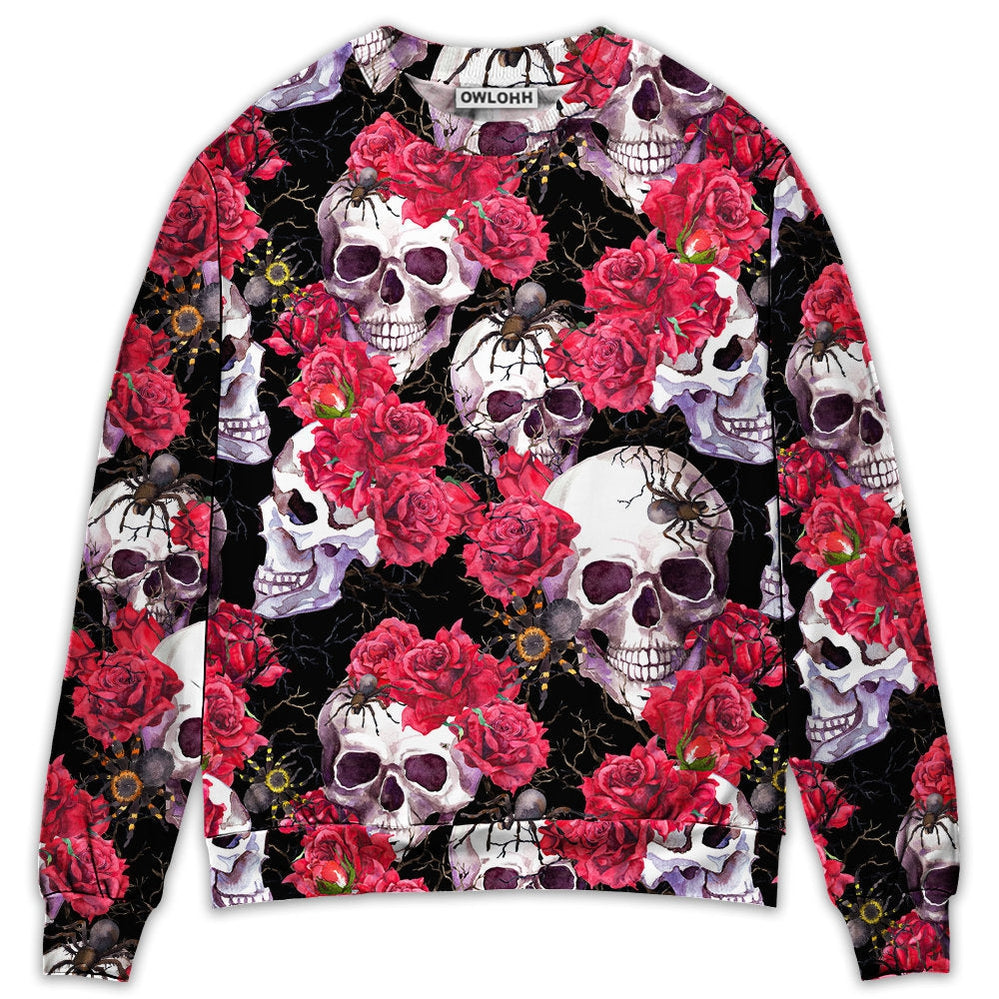 Skull And Roses With Spidy - Sweater - Ugly Christmas Sweaters - Owls Matrix LTD