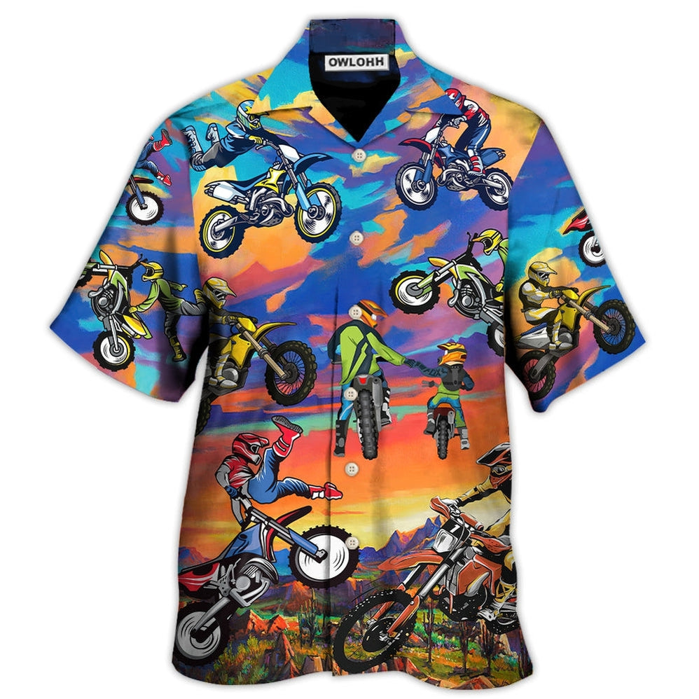 Hawaiian Shirt / Adults / S Motocross Lover Motorcycle Biker Art Style - Hawaiian Shirt - Owls Matrix LTD