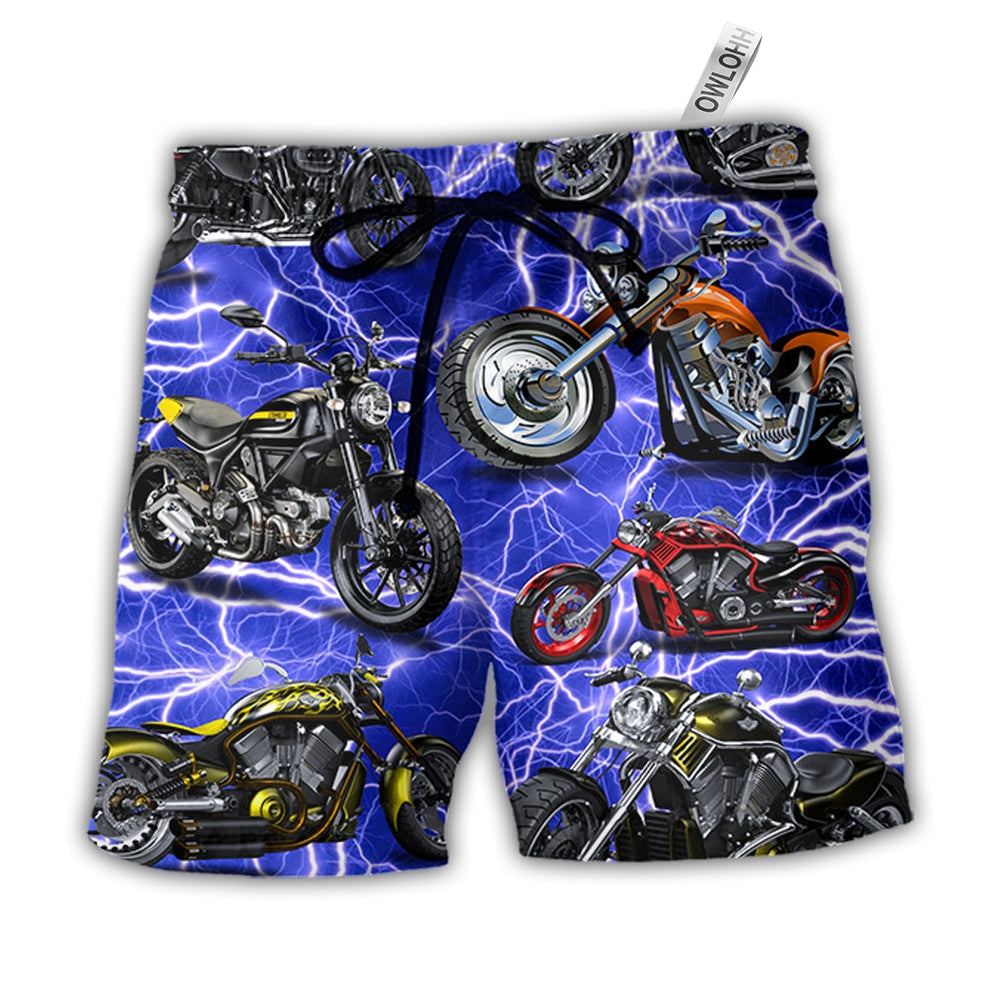 Beach Short / Adults / S Motorcycle Lover Lightning Blue Cool Style - Beach Short - Owls Matrix LTD