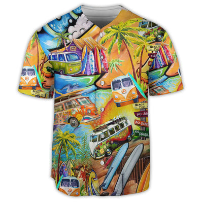 S Hippie Bus Hippie Beach Vibe - Baseball Jersey - Owls Matrix LTD