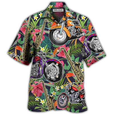Hawaiian Shirt / Adults / S Motorcycle I Like Motorcycles And Saxophone - Hawaiian Shirt - Owls Matrix LTD
