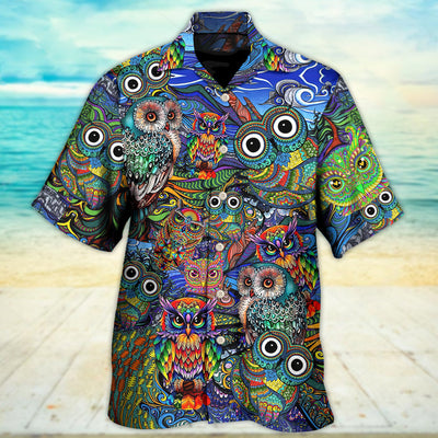 Hippie Owls Peace Life Mix Color Nice Style - Hawaiian Shirt - Owls Matrix LTD