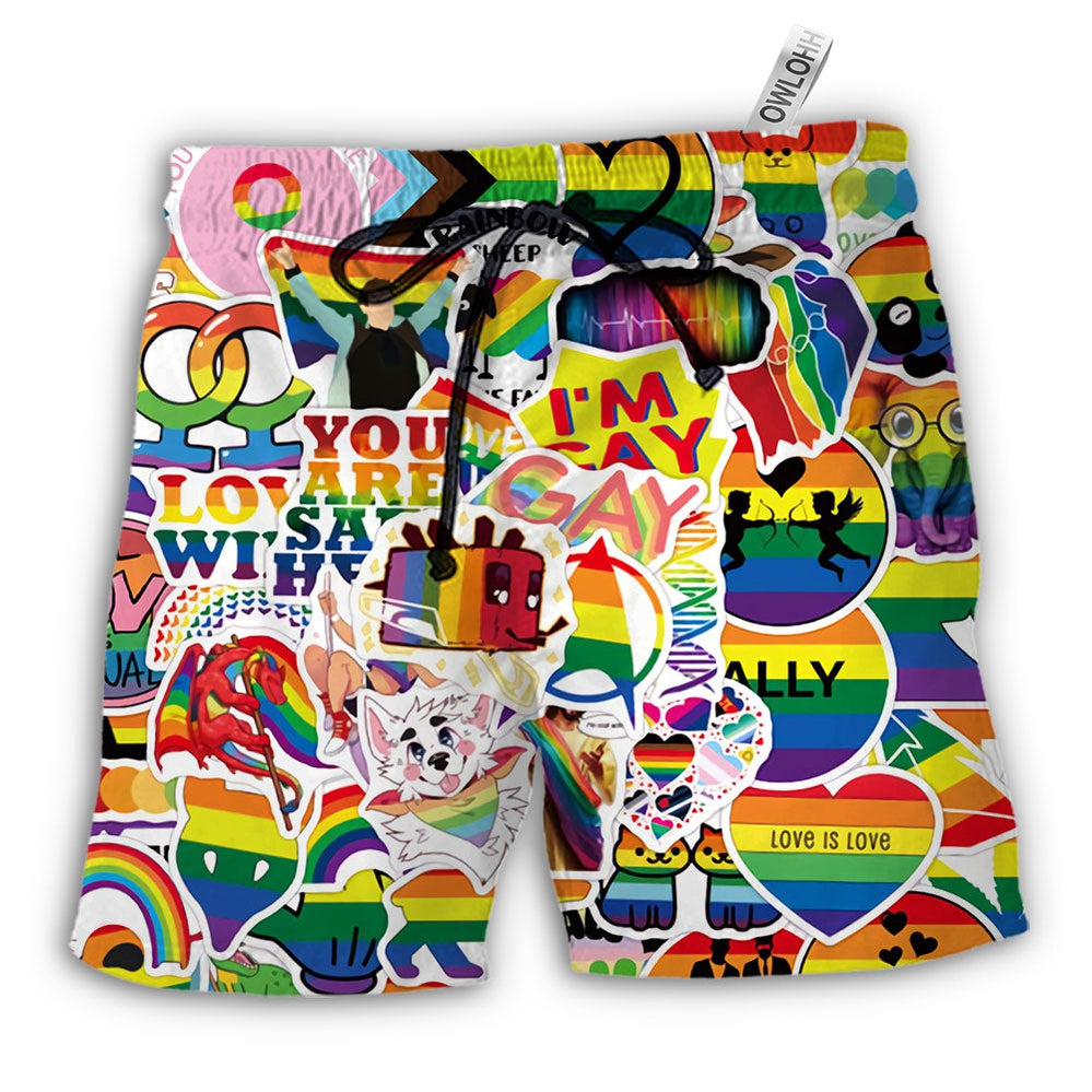 Beach Short / Adults / S LGBT Rainbow I'm Gay - Beach Short - Owls Matrix LTD