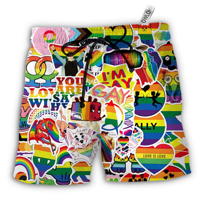 Beach Short / Adults / S LGBT Rainbow I'm Gay - Beach Short - Owls Matrix LTD
