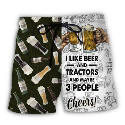 Beach Short / Adults / S Beer I Like Beer And Trators And Maybe 3 People - Beach Short - Owls Matrix LTD