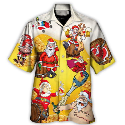 Hawaiian Shirt / Adults / S Christmas Santa Claus Drunk Beer Funny Troll Xmas - Hawaiian Shirt - Owls Matrix LTD